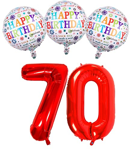 DIWULI Geburtstagsdeko 70 Jahre - Rote Zahl 70 Deko Set