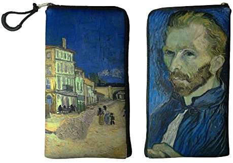 Tainada Men Women Phone Neoprene Shockproof Zippered Case Bag Pouch with Finger Ring Strap for iPhone 16/15/14 Pro Max, 16/15/14 Plus, Samsung S24+/S23 Ultra, S23 FE, A54 (Van Gogh The Yellow House)