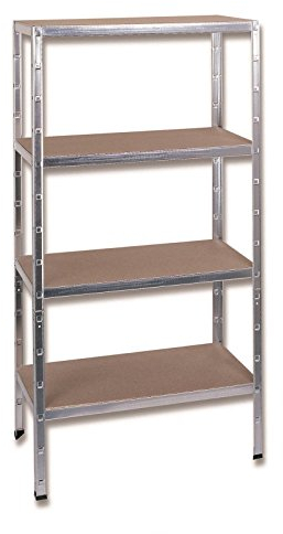 SCHULTE Regalwelt Schwerlastregal XL mit 4 Holzböden, Traglast pro Ebene 250 kg, 180x140x50 cm (HxBxT), verzinkt, Lagerregal, Kellerregal, Werkstattregal, Steckregal