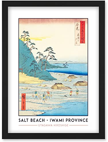 Wee Blue Coo Mount Takazuno, Salt Beach Iwami Province Utagawa Hiroshige Japanese Woodblock Classic Collection Artwork Framed Wall Art Print A4