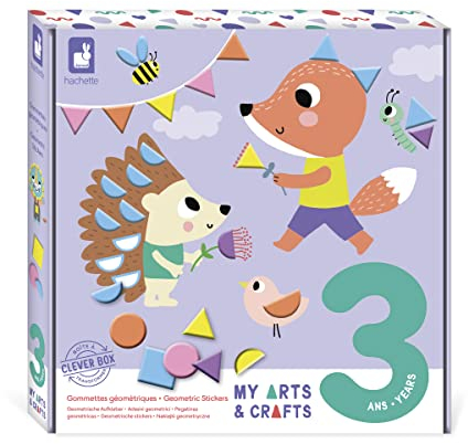 Janod - My Arts & Crafts – ab 3 Jahren – geometrische Aufkleber – 4 Tafeln – Kreativ-Set für Kinder – Lernen Feinmotorik und Konzentration – J07740