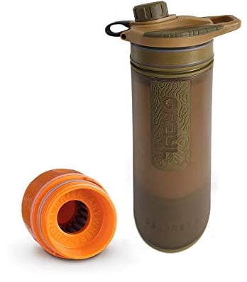Grayl GeoPress Outdoor- & Reisewasserfilter | für 250L Wasser | Filterkartusche wechselbar | Coyote Brown mit 1 Ersatzfilter