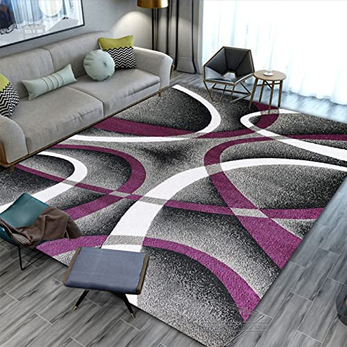 Tappeto Moderno Salotto Pelo Corto Tappeto 80 X 120 CM Linee grigie viola Tappeto Soggiorno Cameretta Divano Corridoio Sala Pranzo 80 * 120cm