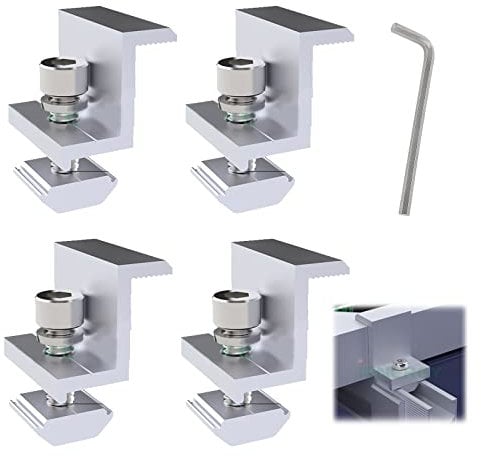 Kit di montaggio per pannelli solari, 4 pezzi, supporto per pannelli solari, 30 mm, fissaggio pannello solare per pannello solare Pv fotovoltaico, morsetto finale per montaggio fotovoltaico