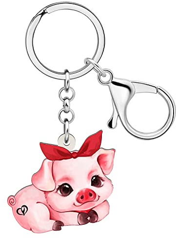 RAIDIN Acryl süße Schwein Schlüsselanhänger für Damen Schweinchen Schlüsselring Geschenke für Auto Geldbeutel Taschen Schlüssel Haustiere Liebhaber (Erröten)