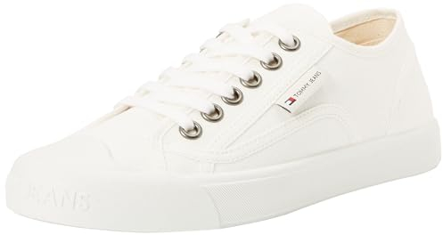 Tommy Jeans Zapatillas sneaker Hombre Flexible Outsole con cordones, Weiß (Blanco), 42