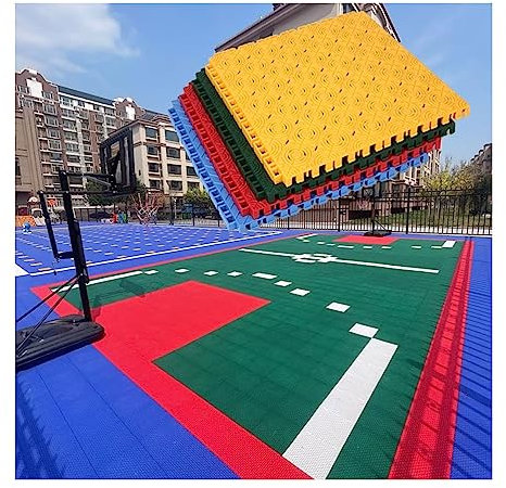 Floor Tiles 1Ft Basketball Court Modular Interlocking Floor Tiles，Self-Draining & Slip Resistant，Outdoor Durable Splicing Sports Flooring Tile (Color : Grey-1, Size : 10PCS)