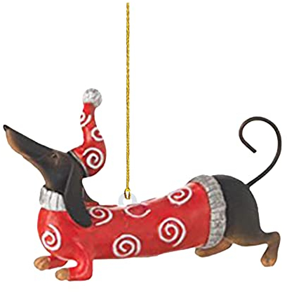 Weihnachtsbaum Anhänger, Dackel-Weihnachtsbaumschmuck, DIY Weihnachtsbaumanhänger, hängender Acryl-Spaß-Hunde-Weihnachtsbaum-Anhänger, Dackel-Hund-Auto-Anhänger für Geschenke (A, One Size)