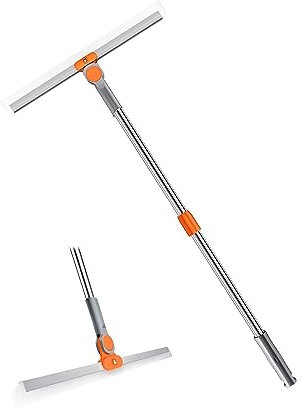 Raclette de sol - Avec manche long de 127 cm - En silicone - Raclette de sol - Balai pour fenêtre, verre, carrelage, eau, cheveux, poussière (barre d'amarrage de 50 cm)