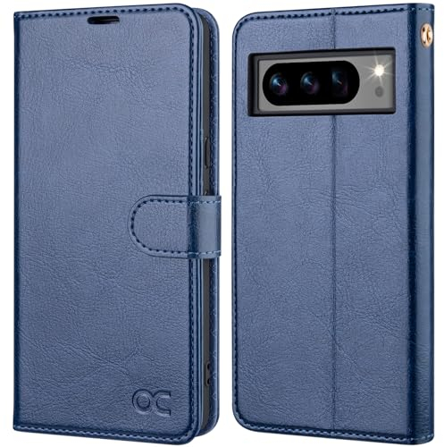 OCASE Compatible avec Google Pixel 8 Pro - Étui portefeuille à rabat en cuir synthétique avec emplacements pour cartes, blocage RFID et béquille [coque intérieure en TPU résistant aux chocs] coque de