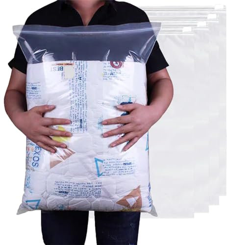 ATB-Foger 20Pcs Clear Zip Lock Clothes Bags Large Travel Clothes Storage Bags Resealable Large Plastic Luggage Pouch For coats, bulky clothes, bath towels and organizing 50 x 60 cm