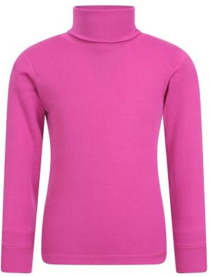 Mountain Warehouse Talus Kids Roll Neck Top - Quick Wicking Jumper, Easy Care Turtle Neck Tee, Warm Thermal Baselayer, Lightweight - for Winter, Walking, Hiking Bright Pink Kids Size 7-8 Years