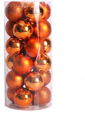 Weihnachtskugeln zum Aufhängen Mehrfarbig Baumkugeln Weihnachtsdekoration zum Aufhängen, 24 Stück, Dekorationen, Kugeln, Weihnachtsfeier, Ornament, Weihnachtsdeko Deko & (U1-Orange, One Size)