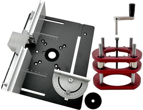 Router Lift, Aluminium Router Table For Wood Working Router Lift Table Precise Router Workbench DIY Engraving Trimmer Support Base Set, Max Lift 51mm(Color:black)