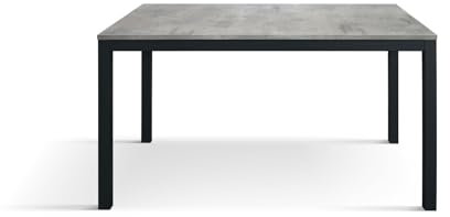 PAZZO DESIGN Tavolo Manuel Allungabile, Soggiorno e Cucina Studio, Piano Nobilitato Melaminico, Gambe Metallo Nere, Made in Italy, Grigio Cemento, 160x90x75 cm