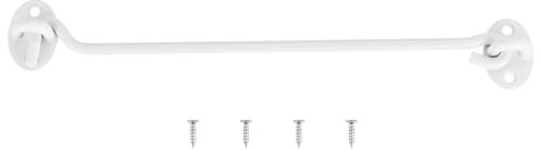 sourcing map 10 Inch Hook and Eye Latch, Barn Door Lock Privacy Hardware Stainless Steel Gate Lock for Window Cabin Hooks Sliding Door Bedroom Bathroom, White