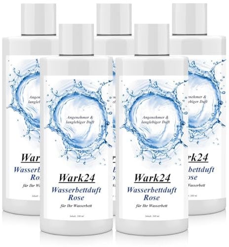 Wark24 Wasserbettduft Rose 5 x 500 ml, Wasserbettenduft auf Basis natürlicher Öle, für eine beruhigende Atmosphäre im Schlafzimmer und entspannten Schlaf