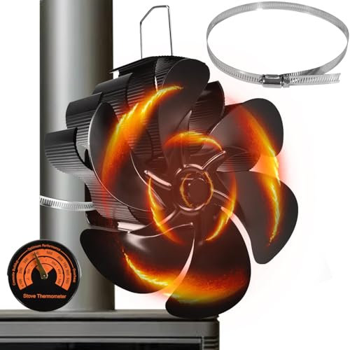 TechKen Ventilador de chimenea, 6 asas, sin electricidad, para estufa de chimenea, ventilador de estufa, ventilador para estufa de chimenea, ventilador de estufa de leña, ventilador de estufa de leña,
