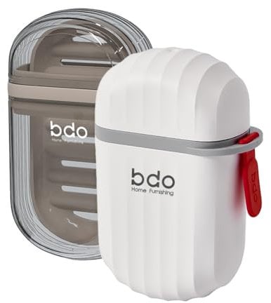 Lot de 2 porte-savons de voyage avec couvercle, mini porte-savon, étanche, portable, porte-savon de voyage, salle de bain, cuisine, comptoir, nettoyage facile (blanc + sourcils)
