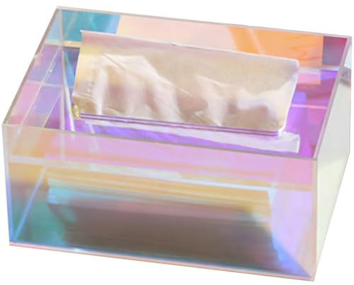 Generic Bunte Acryl-Taschentuchbox, Taschentuch-Aufbewahrungsbehälter, Toilettenpapierhalter, Kosmetiktuchbehälter, Einzigartig, Transparent, Rechteckig, Für Zuhause, Büro, Restaurant, Dekoration