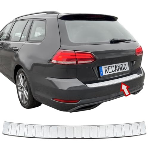 RECAMBO Ladekantenschutz Edelstahl kompatibel für VW Golf 7 Variant | 2017-2020 - matt gebürstet mit Textur - Styling und Schutz für die Stoßstange