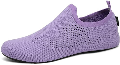 SAGUARO Hausschuhe Damen Herren Hüttenschuhe Atmungsaktiv Leicht Pantoffeln Rutschfest Bequem Schlappen Home Flache Geschlossene Slippers, Lila 40/41EU