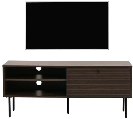 Porta TV HWC-N78, mobile basso, tavolino lowboard scandinavo metallo legno melamina MVG 50x120x40cm - marrone scuro