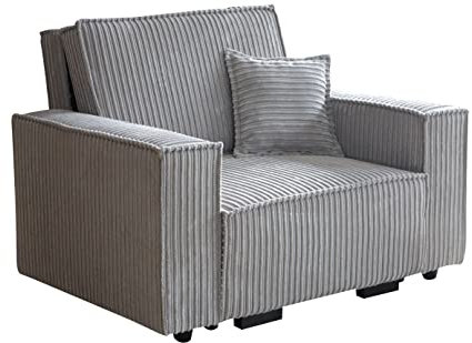 RestNest Jumbo Cord Sofa Bed | Single 1 Seater Chair Sleeper Guest Bed | Mink Jumbo Cord Settee | Under Seat Built In Storage Compartment