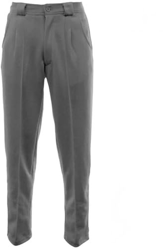 StyleWear Mens Professional Sports Bowling Full Length Stretchy Button Trouser Pant Adults Half Elastic Waist Belt Loop 2 Side Pockets Travel Casual Trouser Grey