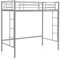 CASART Single Loft Bed, 2 Ladders Metal Bunk Bed with Safety Guardrail, Home School Space-Saving Single High Sleeper Frame for Adults Teens Kids (Silver, 196 x 98 x 184cm)