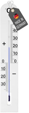 Lantelme Außenthermometer 40cm Lang Temperatur -30 bis 50°C | Kunststoff Farbe Weiß | Analog Thermometer für Innen Außen Garten | Gartenthermometer für die Hauswand Made in Germany