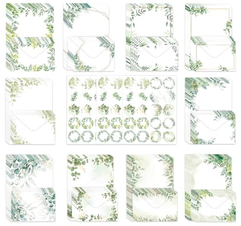 Inodiref 160 Stück Briefpapier mit Umschlag, Dickes Blätter-Briefpapier Set | mit 50 Briefpapier Edel und 50 Briefumschläge Elegantes Schönes Briefpapier für Liebesbrief Einladungen Hochzeiten Feiertage
