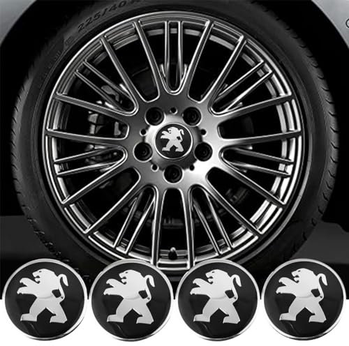 SZPXXX 4 PCS Autocollants avec Logo pour Cache Moyeu pour Peugeot 208/3-türer (AB Bj. 2015 Facelift), Antirouille Décoratif pour Le Centre du Moyeu de Stickers Tuning,60mm