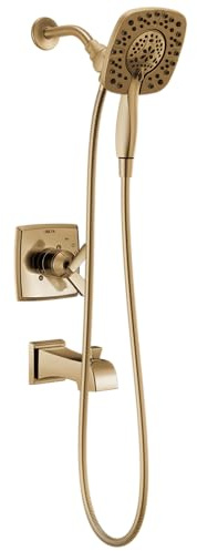 Delta Ashlyn 17 Series Dual-Function Bathtub & Shower Faucet Set with In2ition 2-in-1 Dual Shower Head Handheld Spray, Gold 2-Handle Valve Trim Kit, Champagne Bronze T17464-I-CZ (Valve Not Included)