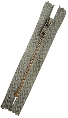 Jeans Reißverschluss Brüniert/Altmessing-Metall Reißverschlüsse 5mm (dunkeloliv/khaki, 10cm)
