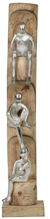 Moritz Skulptur Perspective 50 cm Mangoholz Aluminium – Dekofigur Ruhe | Handgefertigtes Unikat aus Holz und Metall, Symbol für Nachdenken und Gelassenheit, Geschenk für Kollegen und Familie