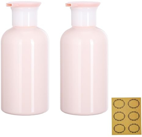 2Pcs, 300ML/10OZ Empty Plastic Pump Bottles Dispenser - Apstaqeoo Portable BPA-Free Cylinder Shampoo Lotion Hand Pump Bottle Durable Body Wash Liquids Refillable Containers for Kitchen Bathroom(Pink)