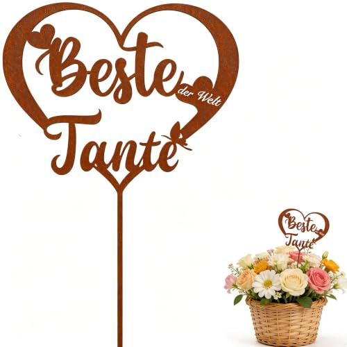 Ljevandria Tante Geschenk Rost Herz Gartenstecker Muttertagsgeschenke Beste Tante der Welt Muttertag Geburtstag Garten Geschenk Rostige Metall Gartendeko Grabschmuck Wetterfes