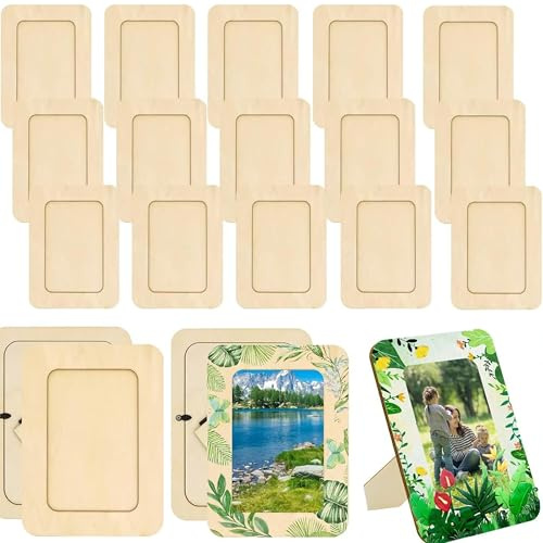 Guijinhao 10Pcs Wooden Frames for Craft 14x19 cm Unfinished DIY Wooden Picture Frames, Photo Frame Craft for Painting Decorating, Creativity Gifts (C25-10)