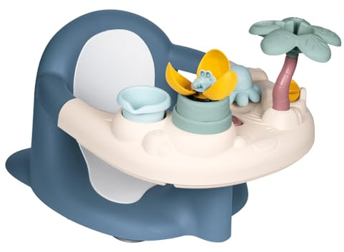 Smoby Little Seggiolino da bagno - Vassoio attività - Ruota a pale, Tazza, Spruzzatore a palma, Ventose incluse, Fiore magico, Polpo - Dai 6 mesi - Prodotto in Franci