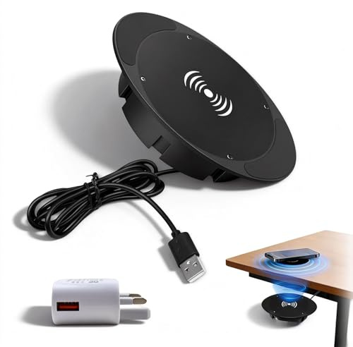 Invisible Under-Desk Wireless Charger-Sleek, Hidden Fast Charging Pad & Space-Saving Qi Charger Invisible for Office Desk & Home,Self-Charging Compatible All Phone (1pcs)