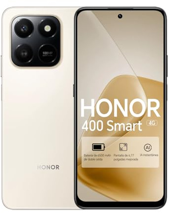 HONOR 400 Smart 4G Smartphone, Display 6,77 120Hz, Batteria 6500mAh, Fotocamera AI Ultra-Chiara 108MP, Impermeabile/Antipolvere IP54, Protezione Cadute 5 Stelle SGS (Oro, 256, GB, 8, GB)