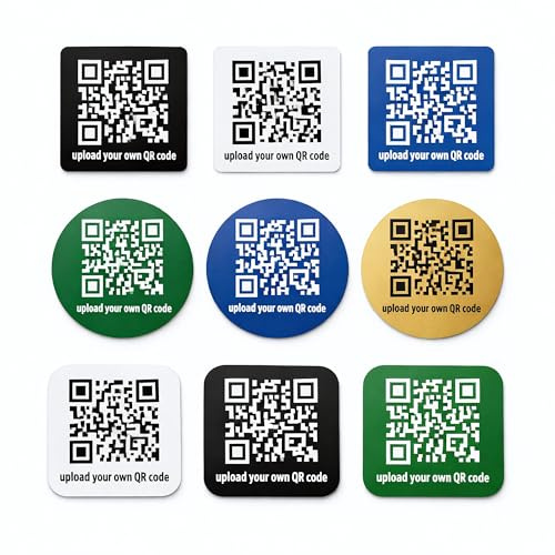 Custom QR Code Stickers, Personalised Labels with Logo, Text, and Photo, Waterproof Vinyl, for Business Menu, Packaging, and Social Media