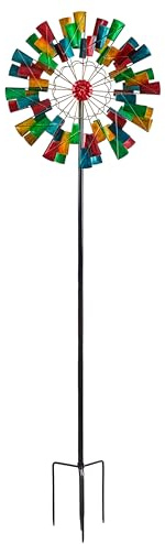 Dehner Riesen-Windrad, Ø 61 cm, Höhe 213 cm, Stahl, bunt