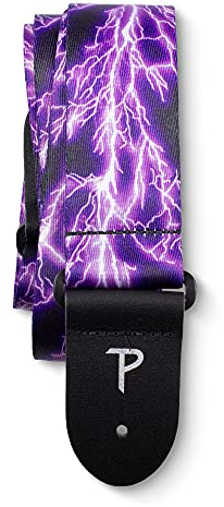 Perri's Leathers Ltd. - Gitarrengurt - Polyester - Purple Lightning - Einstellbar - Für Akustik-/Bass-/Elektrogitarren - Hergestellt in Kanada (LPCP-257)