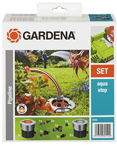 Gardena Start-Set für Garten-Pipeline: Witterungsbeständige Wassersteckdosen, frostsicher mit Wasserstop, dauerhaft installiert, Starter Set mit zwei Wasserentnahmestellen (8255-20)