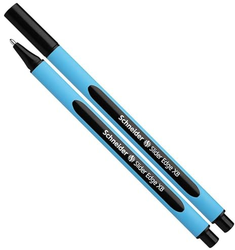 Schneider Schreibgeräte Kugelschreiber Slider Edge, Kappenmodell, XB, Schwarz, Schaftfarbe Cyan-Schwarz, (Packung mit 1)