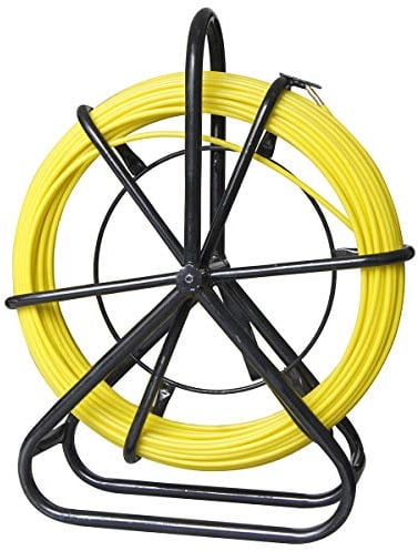 KATSU Rodador de Conducto de Fibra de Vidrio 6x50M con Soporte de Acero y Freno, Herramienta de Instalación de Cable Eléctrico de Fibra de Vidrio, Enhebrador de Cable de Tubería de Electricista