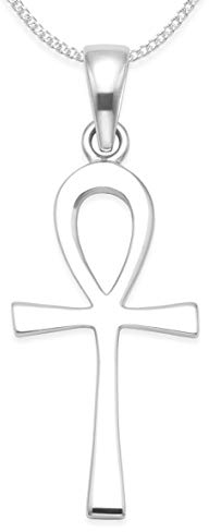 Sterling Silber Ankh Halskette 45cm Silberkette Größe: 30mm x 10mm mit Geschenk-Box