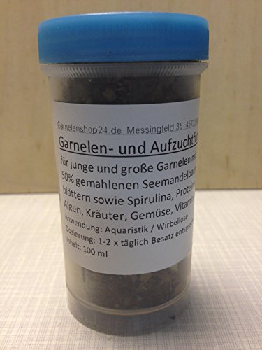 garnelenshop24de 100ml Garnelenfutter, Aufzuchtfutter und Wasseroptimierung gleichzeitig - Direkt vom Züchter - Mit Seemandelbaumblättern und Maulbeerblättern